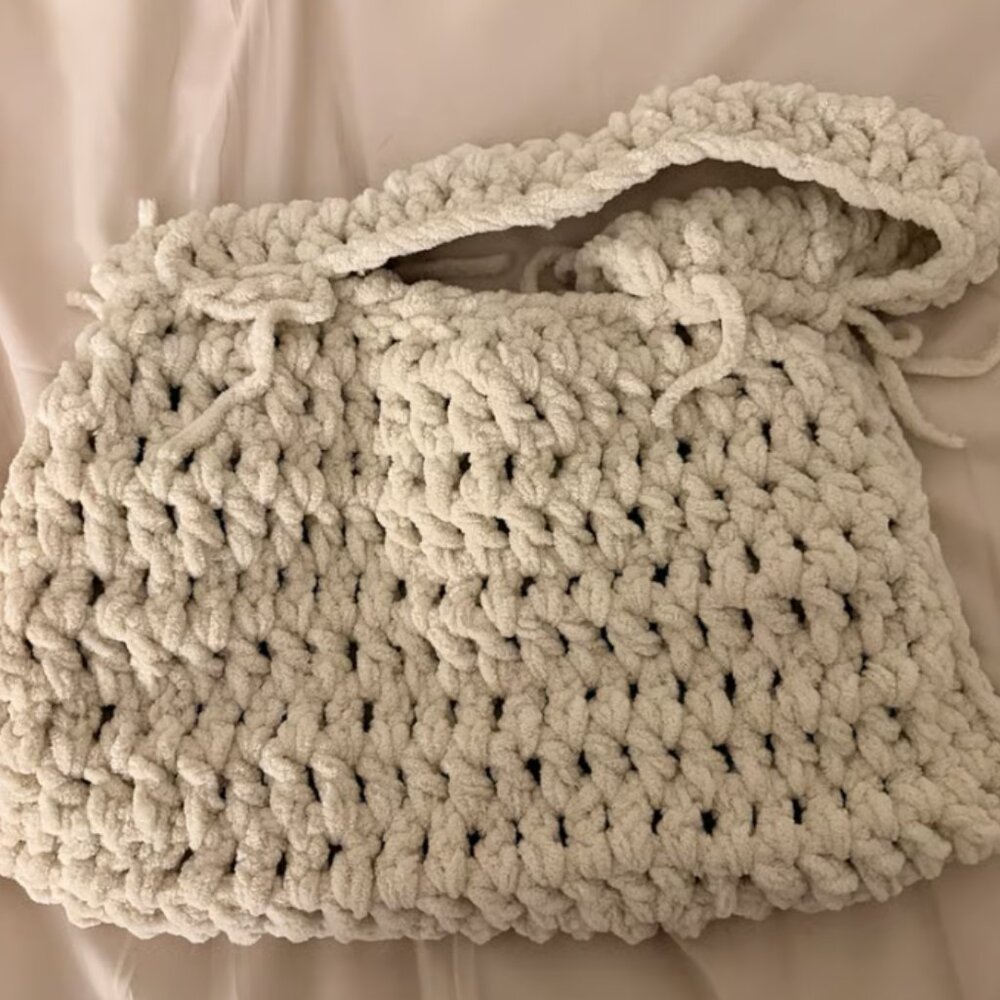Beige Crotchet Purse Handmade